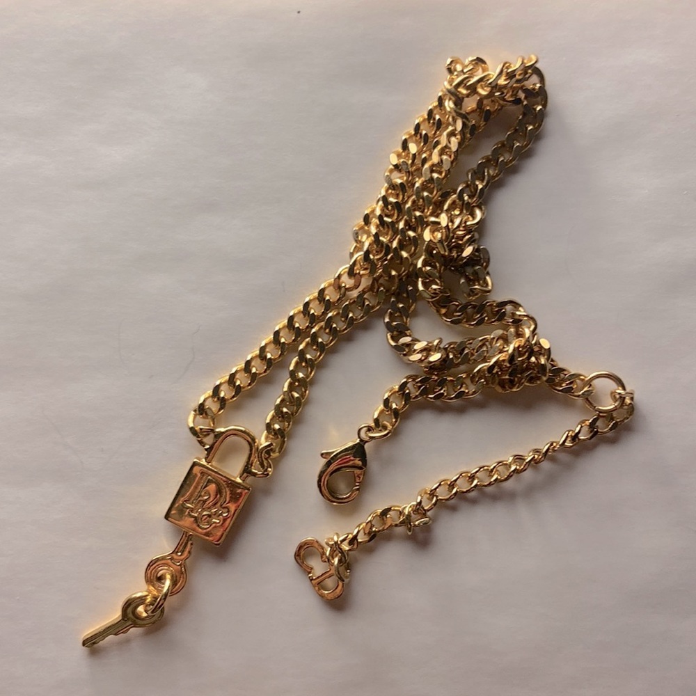 Christian Dior silver lock & key necklace